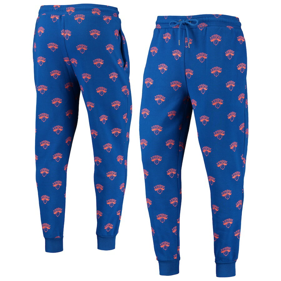 ワイルドコレクティブ メンズ スウェットパンツ ジョガーパンツ New York Knicks The Wild Collective Allover Logo Jogger Pants - Royal