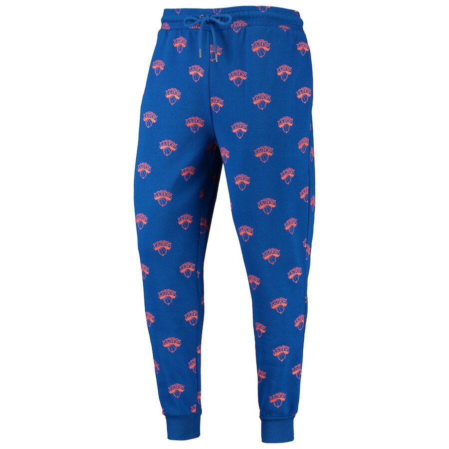 ワイルドコレクティブ メンズ スウェットパンツ ジョガーパンツ New York Knicks The Wild Collective Allover Logo Jogger Pants - Royal