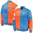 X^[^[ Y WPbg Oklahoma City Thunder Starter 75th Anniversary Leader Color Block Satin Full-Snap Jacket - Orange/Blue