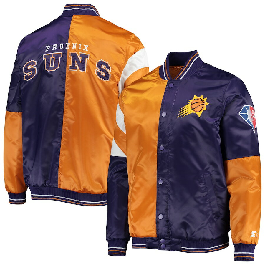   㥱å Phoenix Suns Starter 75th Anniversary Leader Color Block Satin Full-Snap Jacket - Orange/Purple