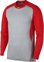 iCL Y 싅 TVc  T Nike Men's Long-Sleeve Baseball Top - Wolf Grey/University Red