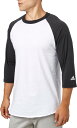 AfB_X Y 싅 Vc adidas Adult Triple Stripe 3/4 Sleeve Baseball Practice Shirt - Black