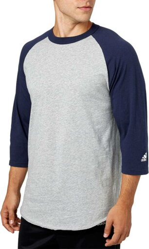 アディダス メンズ 野球 シャツ adidas Men's Triple Stripe 3/4 Sleeve Heather Baseball Shirt - Navy アディダス メンズ 野球 シャツ adidas Men's Triple Stripe 3/4 Sleeve Heather Baseball Shirt - Navy
