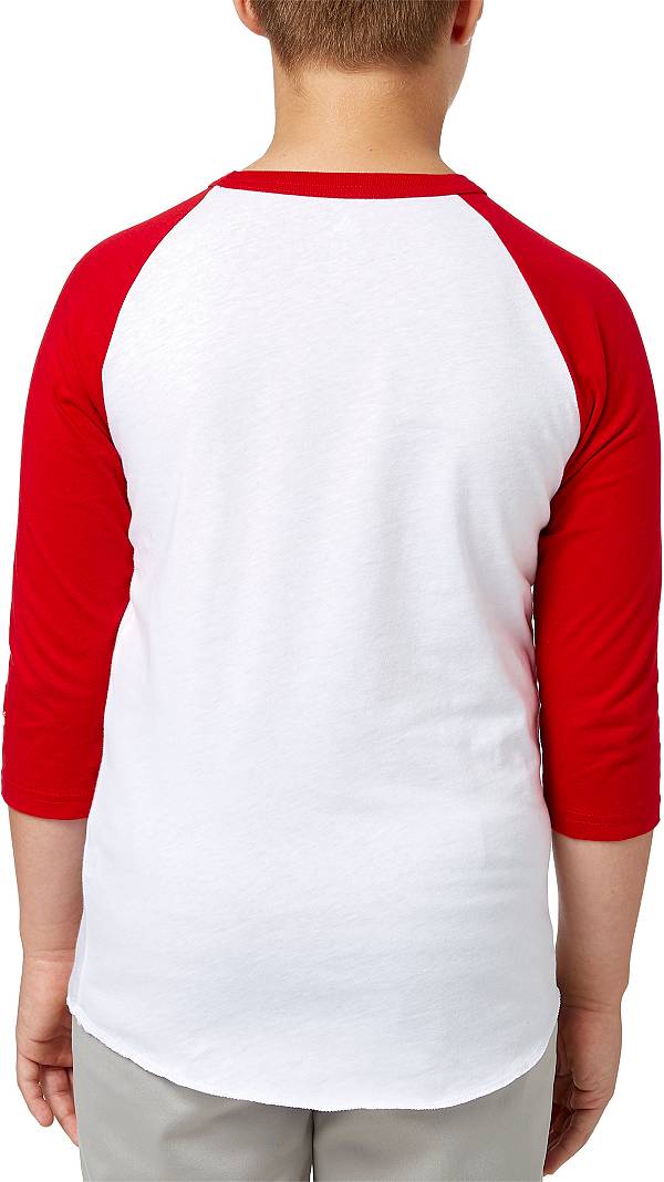 アディダス キッズ 野球 アンダーシャツ adidas Youth Triple Stripe 3/4 Sleeve Baseball Practice Shirt - Red Tango