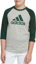 AfB_X LbY TVc adidas Boys' Triple Stripe Printed 3/4 Sleeve Baseball Graphic Shirt - Green Twist Camo Logo