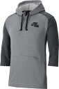 iCL Y 싅 p[J[ Nike Men's 3/4 Sleeve Pullover Baseball Hoodie - Chcl Hthr/Dk Gry Hthr/Blk