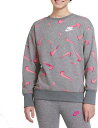 iCL LbY XEFbgVc Nike Girls' 3D Swooshfetti Crewneck Sweatshirt - Carbon Heather/Fireberry