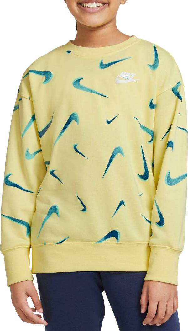 ナイキ キッズ スウェットシャツ Nike Girls' 3D Swooshfetti Crewneck Sweatshirt - Lt Zitron