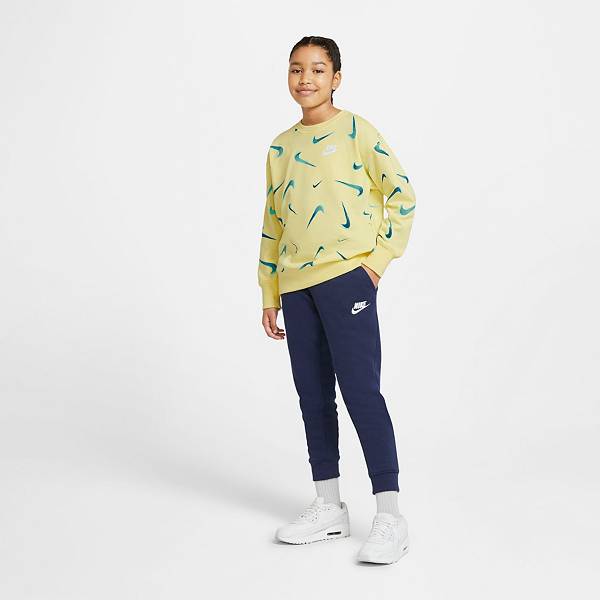 ナイキ キッズ スウェットシャツ Nike Girls' 3D Swooshfetti Crewneck Sweatshirt - Lt Zitron