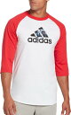 AfB_X Y 싅 Vc adidas Men's Triple Stripe Graphic 3/4 Sleeve Baseball Shirt - Red Frozen Rope