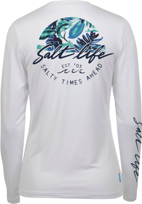 ソルトライフ レディース Tシャツ 長袖 ロンT Salt Life Women's Escape to Paradise Long Sleeve Shirt - White