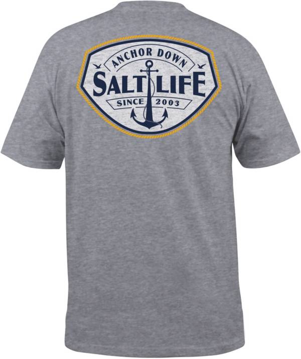 ソルトライフ メンズ Tシャツ Salt Life Men's Anchor Down T-Shirt - ATHLETIC HEATHER