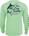 \gCt Y TVc  T Salt Life Men's Salty Marlin Lure Long Sleeve Fishing Shirt - PISTACHIO HEATHER