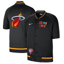 iCL Y WPbg Miami Heat Nike 2021/22 City Edition Therma Flex Showtime Short Sleeve Full-Snap Bomber Jacket - Black/White