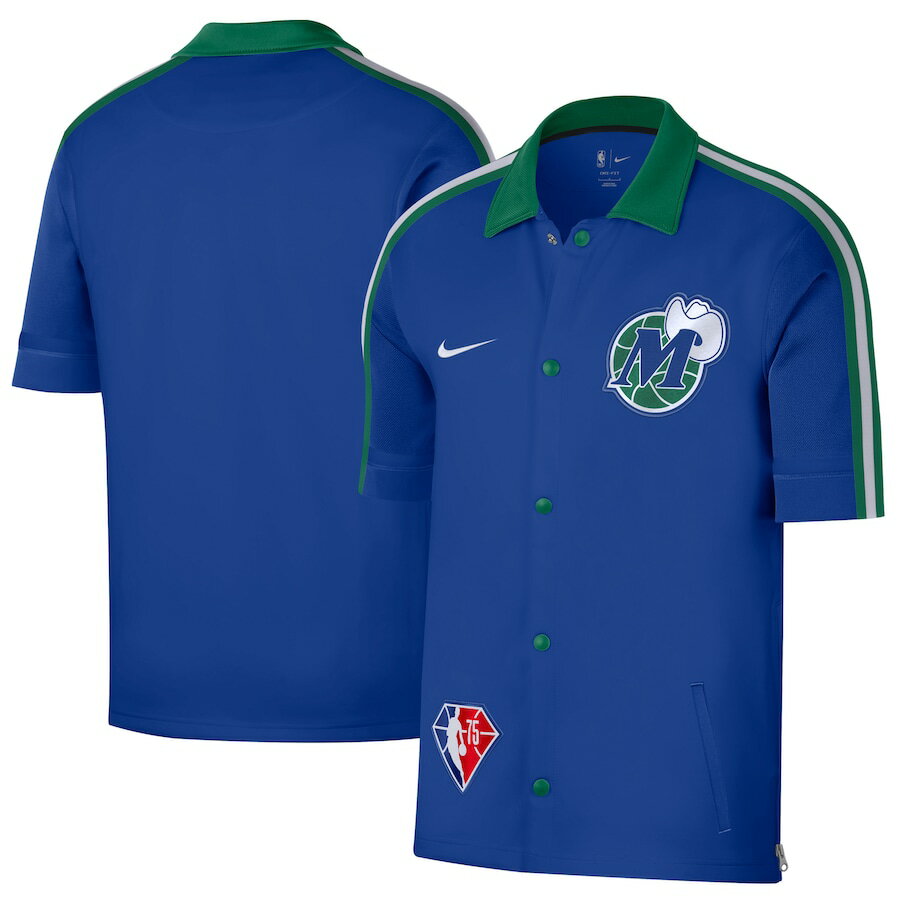 ナイキ メンズ ジャケット Dallas Mavericks Nike 2021/22 City Edition Therma Flex Showtime Short Sleeve Full-Snap Collar Jacket - Blue/Green