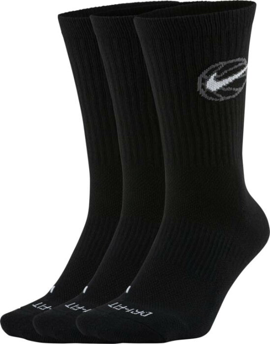 ナイキ メンズ バスケットボール ソックス 靴下 Nike Everyday Crew Basketball Socks - 3 Pack - Black/White