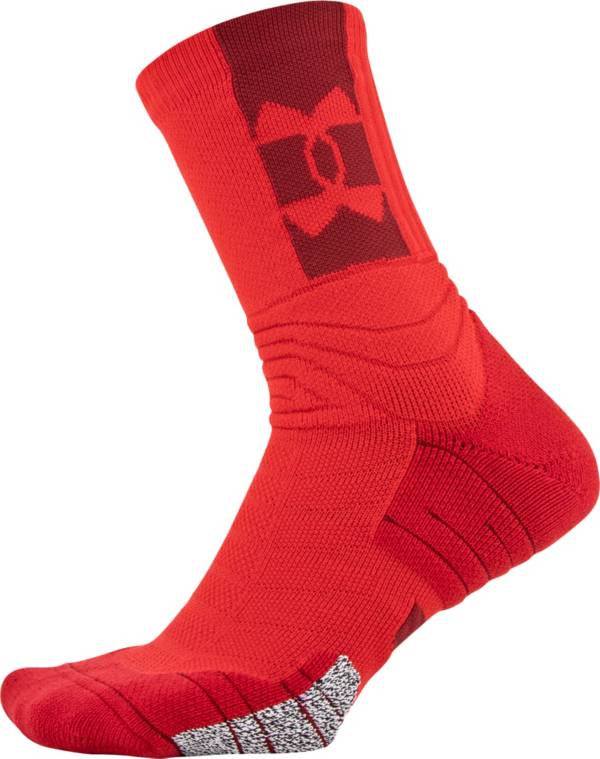 アンダーアーマー メンズ ソックス Under Armour Men's Playmaker Crew Socks - Red