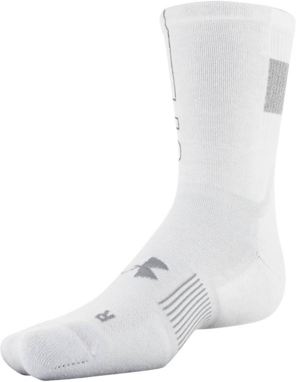 アンダーアーマー メンズ ソックス Under Armour Men 039 s ArmourDry Running Crew Socks - White/Halo Gray