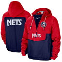 ナイキ メンズ ジャケット Brooklyn Nets Nike 2021/22 City Edition Colorblock Crinkle Woven Half-Zip Pullover Jacket - Red/Blue