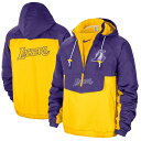 ナイキ メンズ ジャケット ”Los Angeles Lakers Nike 2021/22 City Edition Colorblock Crinkle Woven Half-Zip Pullover Jacket - Purple/Gold