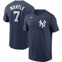 ナイキ メンズ Tシャツ Mickey Mantle New York Yankees Nike Cooperstown Collection Name Number T-Shirt - Navy