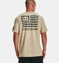 アンダーアーマー メンズ Tシャツ Men's UA Freedom Banner T-Shirt -Desert Sand/Black