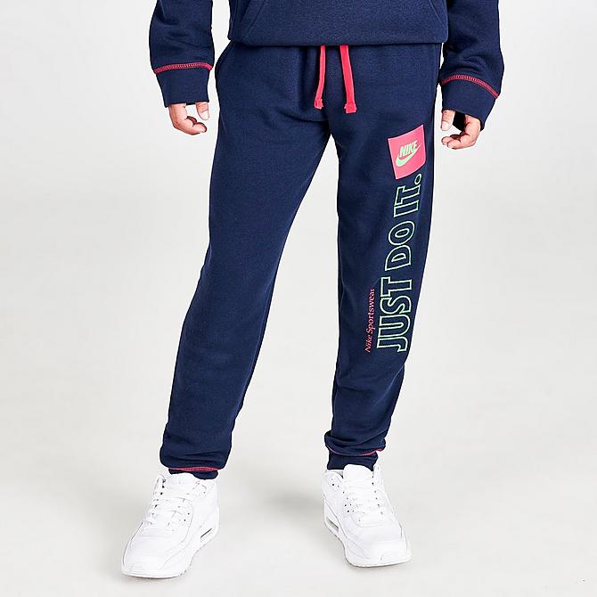 ナイキ キッズ ジョガーパンツ Boys' Nike Sportswear Just Do It Jogger Pants - Navy/Lime