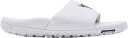 A_[A[}[ Y T_ Under Armour Men's Project Rock Sideline Slides - White/White/White