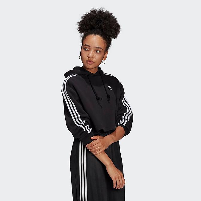 アディダス レディース パーカー Women 039 s Adidas Originals Adicolor Classics Cropped Hoodie - Black