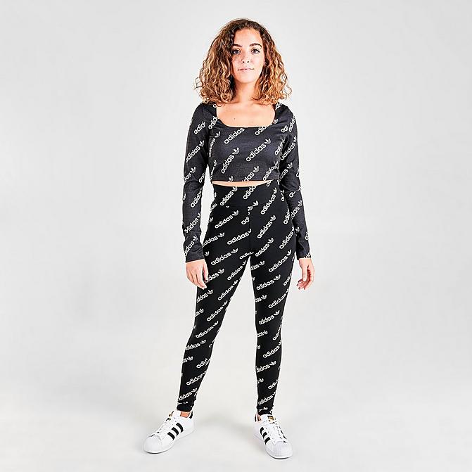 楽天trois　HOMMEアディダス レディース レギンス Women's Adidas Originals Allover Logo Print Leggings - Black