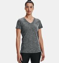 A_[A[}[ fB[X TVc Under Armour Women's UA Velocity Twist V-Neck Short Sleeve - Black/Rhino Gray