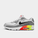 ナイキ キッズ スニーカー Nike Air Max 90 GS - Wolf Grey/Black/Bright Crimson/Volt