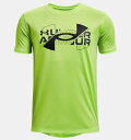 A_[A[}[ LbY TVc Boys' UA Vented Short Sleeve - Quirky Lime/Black