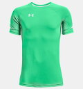 A_[A[}[ LbY TVc Kids' UA Golazo 3.0 Jersey - Vapor Green/White