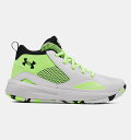 A_[A[}[ LbY obV Grade School UA Lockdown 5 Basketball Shoes - Halo Gray/Quirky Lime