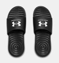 A_[A[}[ Y T_ Men's UA Ansa Fixed Slides - Black/White