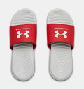 A_[A[}[ Y T_ Men's UA Ansa Fixed Slides - Halo Gray/Red