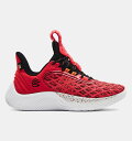 A_[A[}[ LbY obV Grade School Curry Flow 9 Basketball Shoes - Hot Coral/Black