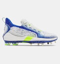 A_[A[}[ Y n[p[6[ 싅 XpCN Men's UA Harper 6 Low ST Baseball Cleats - White/Team Royal