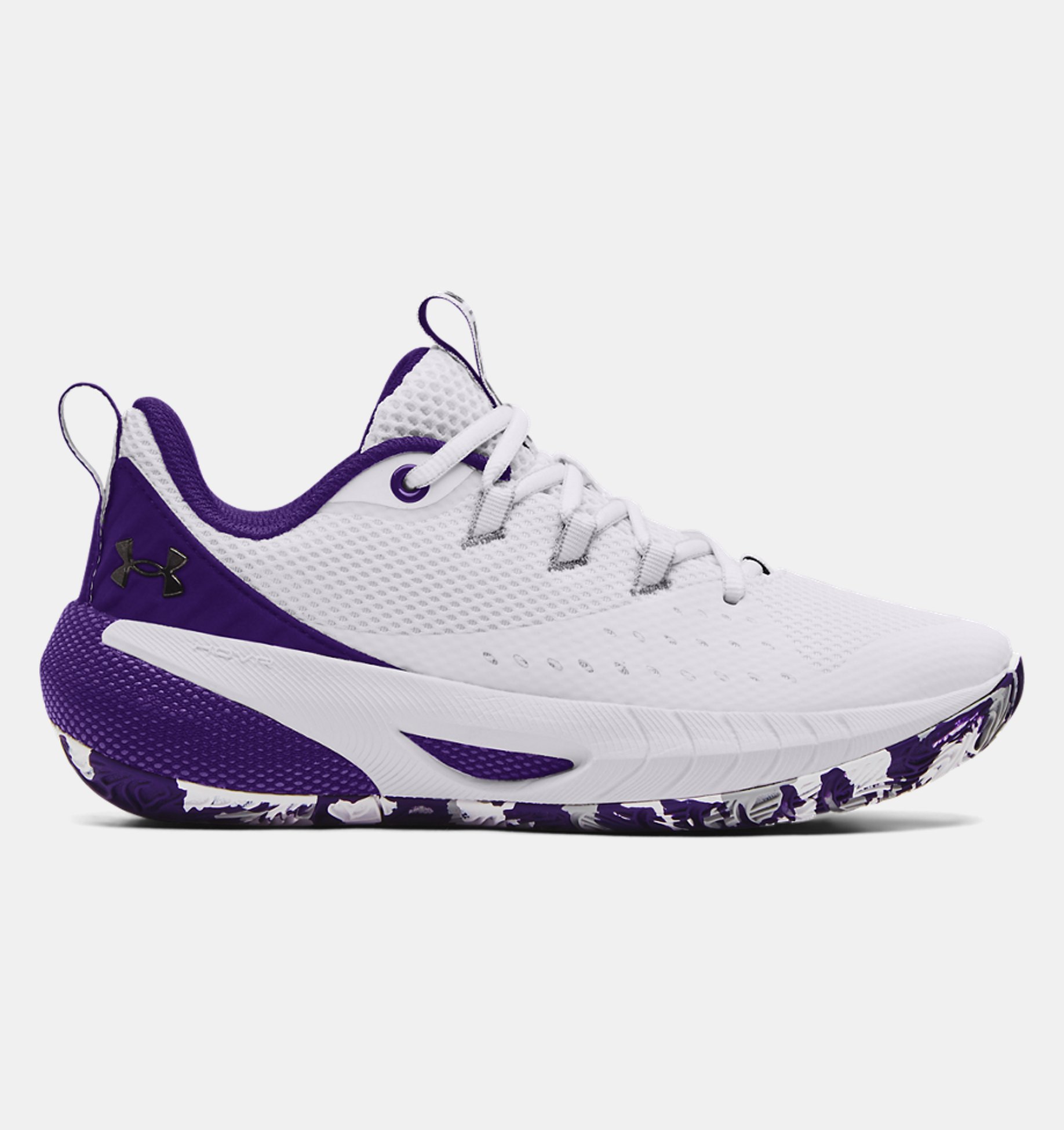 アンダーアーマー レディース バッシュ Women's UA HOVR? Ascent Team Basketball Shoes - White/Purple