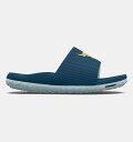 A_[A[}[ Y T_ Men's Project Rock Slides - Deep Sea/Breaker Blue