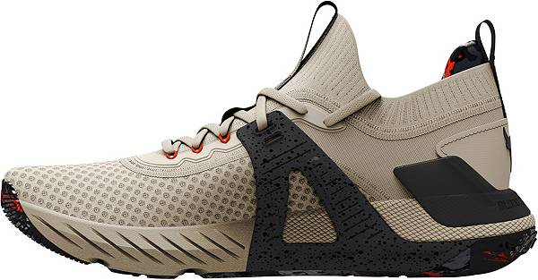 アンダーアーマー メンズ トレーニングシューズ Under Armour Men's Project Rock 4 Training Shoes - Stone/Jet Gray/Blaze Org 3