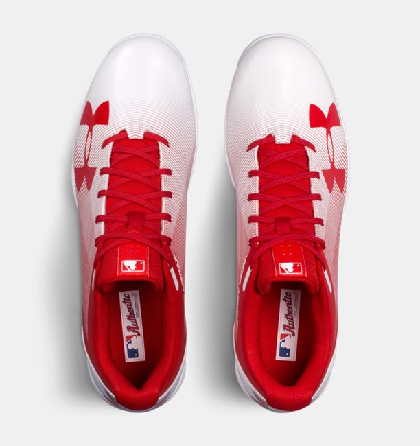 アンダーアーマー メンズ ベースボールシューズ Under Armour Leadoff Low RM Baseball Shoes 野球 スパイク Red/White オリジナルBOXなし