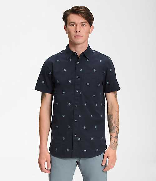 ノースフェイス メンズ カジュアルシャツ The North Face Men’s Short-Sleeve Baytrail Jacquard Shirt - Aviator Navy Joshua Floral Jacquard