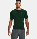 A_[A[}[ Y TVc Men's HeatGear Armour Short Sleeve - Forest Green/White