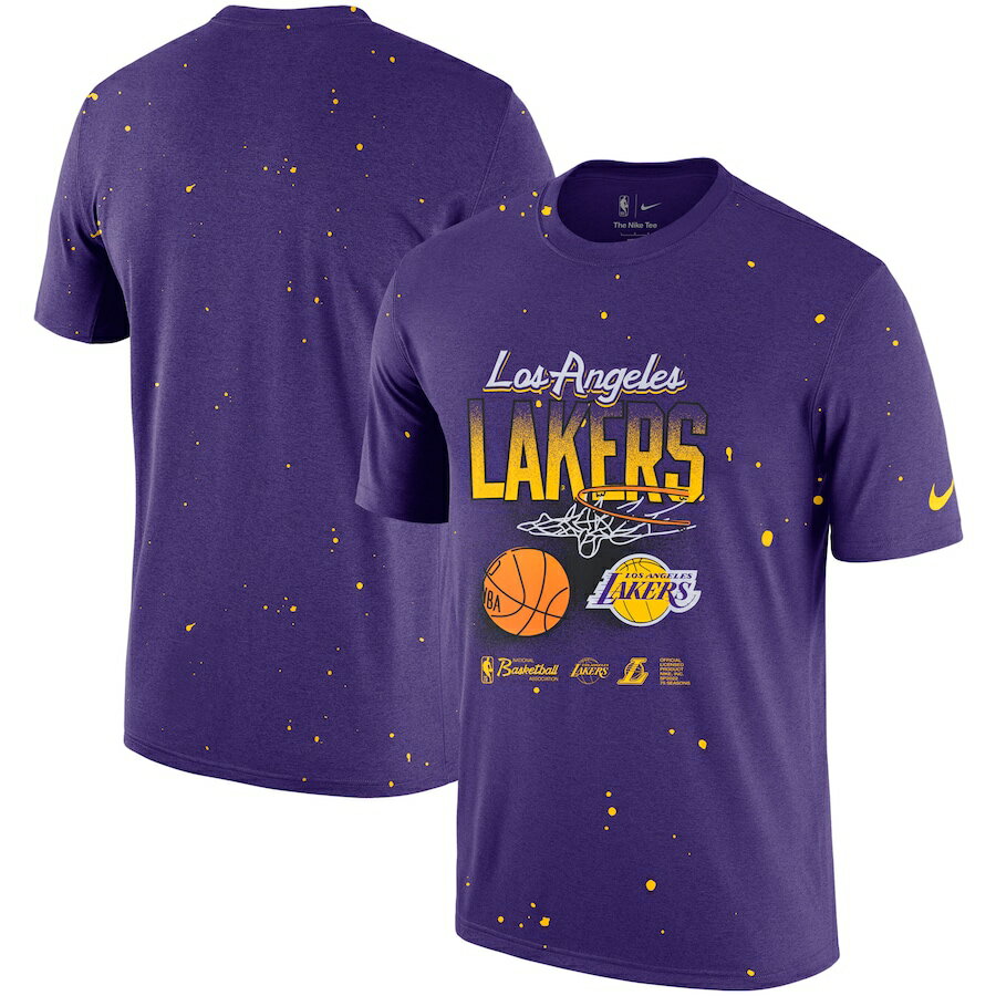 ナイキ メンズ Tシャツ レイカーズ "Los Angeles Lakers" Nike Courtside Splatter T-Shirt - Purple