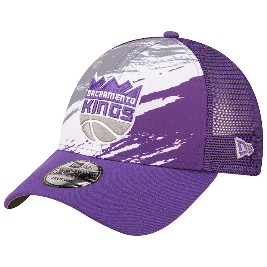 ニューエラ メンズ キャップ キングス Sacramento Kings New Era Marble 9FORTY Trucker Snapback Hat - Purple