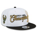 j[G Y Lbv obNX Milwaukee Bucks New Era 2021 NBA Finals Champions Ring Ceremony 9FIFTY Snapback Adjustable Hat - White/Black