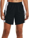 A_[A[}[ fB[X oXp Under Armour Women's Baseline 6.75'' Basketball Shorts - Black/White