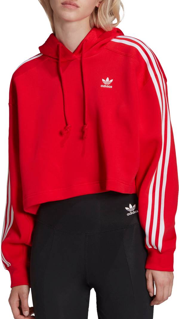 アディダス レディース パーカー adidas Originals Women 039 s Adicolor Classics Cropped Hoodie - Vivid Red